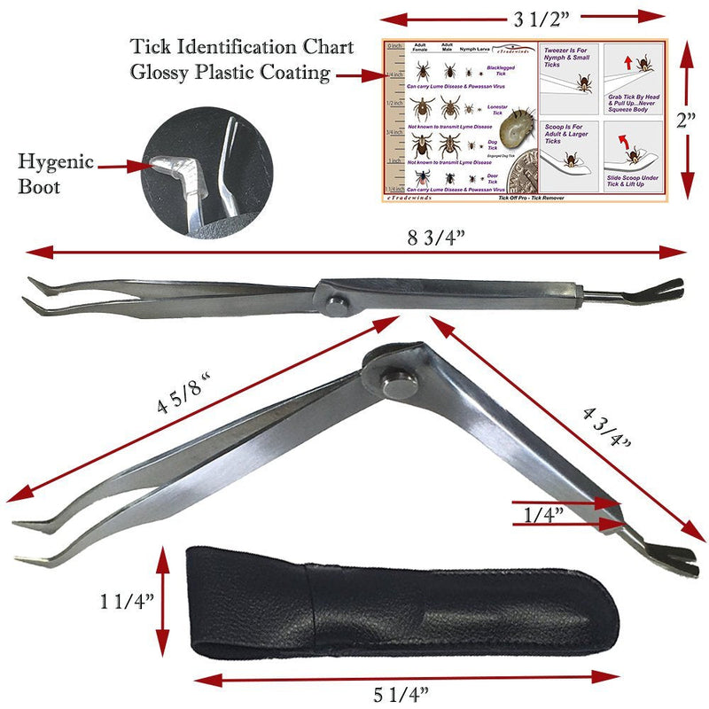 eTradewinds Tick Remover Tool | Tick-Off Pro | Hygienic All Stainless Steel Tick Removal Tool with Leather Case 1-Pack - PawsPlanet Australia