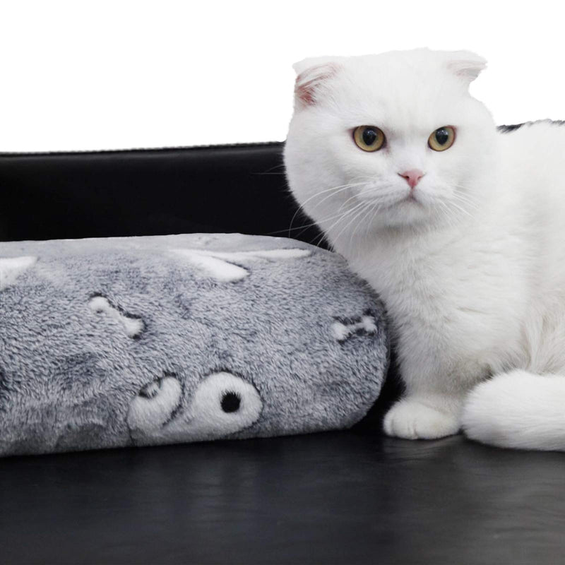 Patas Lague Extra Soft Flannel Cat/ Dog Blanket for Couch ,Plush Pet Throw Blanket with Cute Print Design (Grey, 24 x 32inch) Grey 24" x 32" - PawsPlanet Australia