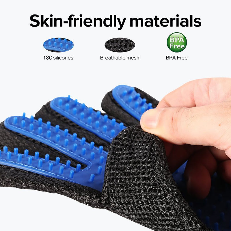 [Australia] - VIZPET Pet Grooming Glove - Dog Brush Deshedding Glove Pet Hair Remover Pet Mitt Massage Tool for Dogs,Cats,Small Animals Blue 