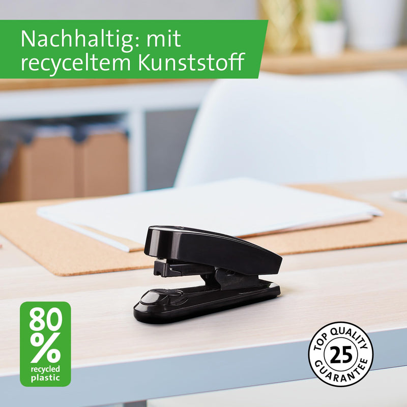 Novus B 4 FC re+new stapler (metal stapler with plastic top made from sustainable recycled material, 50 sheets, including 200 staples) black - PawsPlanet Australia