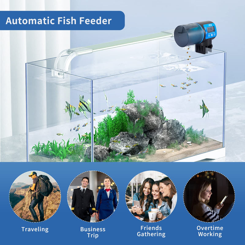 Auto Fish Feeder for Aquarium, FYD Automatic Fish Feeder Food Timer Dispenser for Small Fish Tank, Vacation, Goldfish, 4 Feeding Time/Rotation Adjustable - PawsPlanet Australia