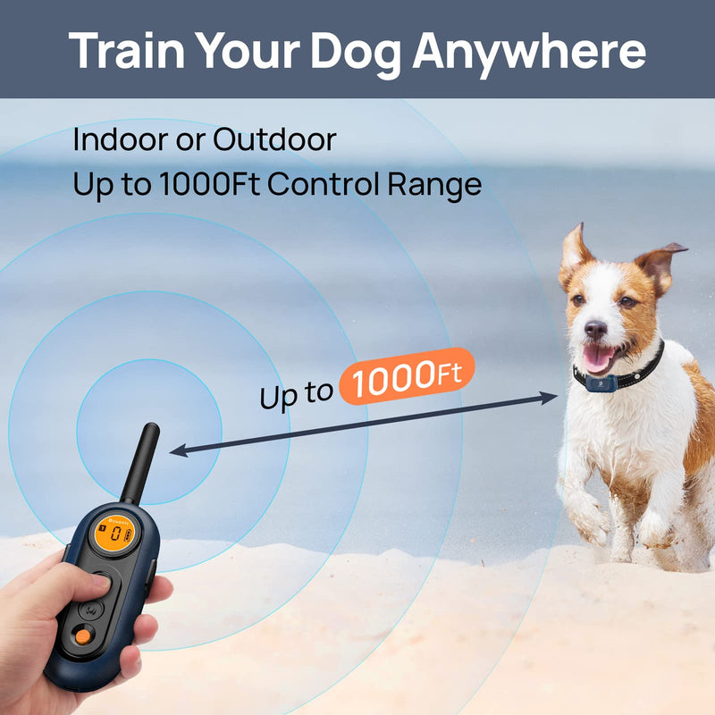 Bousnic Dog Shock Collar with Remote - Electric Training Collar for Large Medium Small Dogs (8-120lbs) Waterproof Rechargeable with Beep Vibration Safe Shock and 1000FT Control Range - PawsPlanet Australia