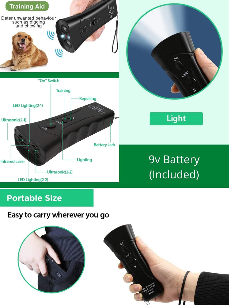 Matty Sonic Barking Control Device Dogs Training Equipment Electronic clicks for Walking and aggresive Behavior Handheld Portable Ultra Sonic Deterrent Outdoor pet Trainer - PawsPlanet Australia