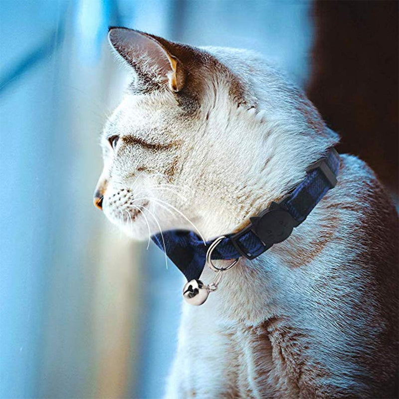 [Australia] - Imikoko Cat Collar Breakaway with Cute Bow Tie and Bell for Kitty Adjustable Safety Plaid 2 Pack/Set (Blue&Green) Blue&Green 