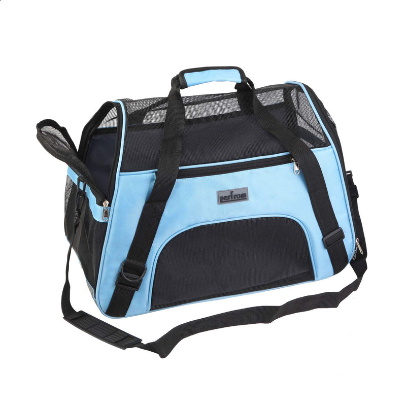 Soft Pet Carrier Airline Approved Soft Sided Pet Travel Carrying Handbag Under Seat Compatibility, Perfect for Cats and Small Dogs Breathable 4-Windows Design Small Size Blue - PawsPlanet Australia