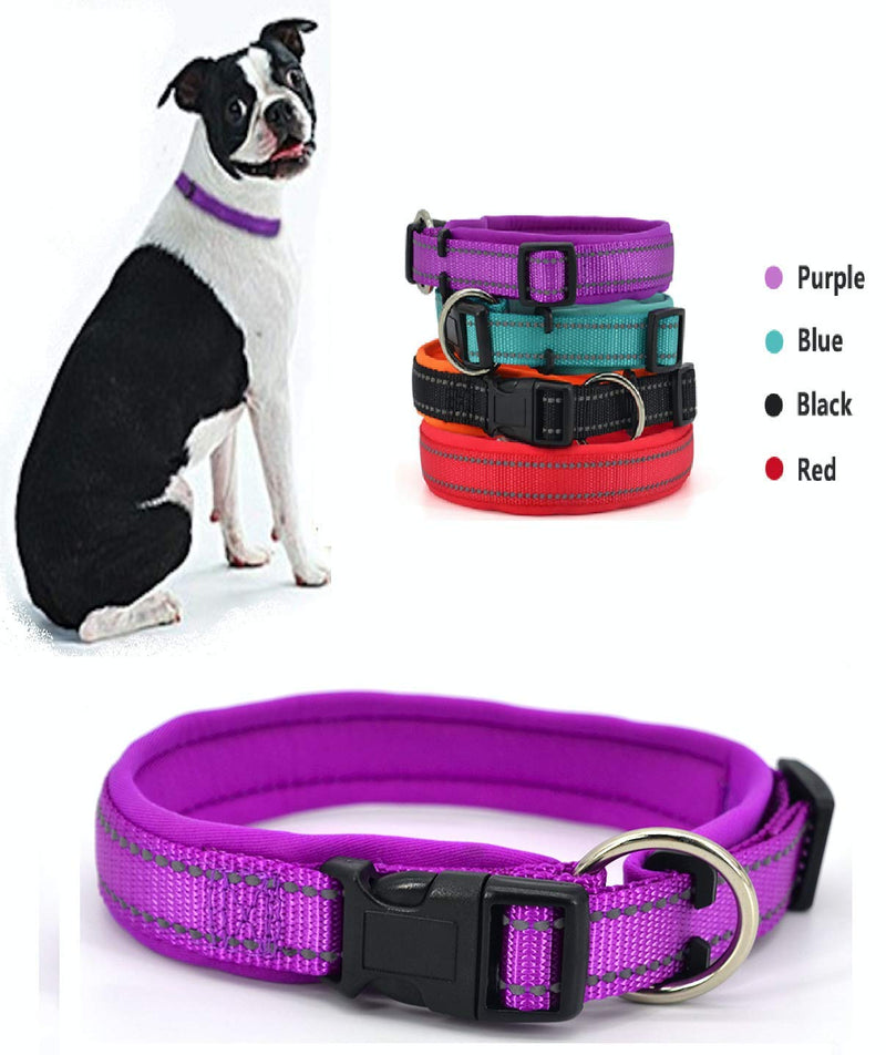 Petzilla Adjustable Reflective Dog Collar Neoprene Padded Soft Comfortable Easily Dry-able Breathable Collar for S/M/L/X-L Dogs Sizes, Lightweight Outdoor Training Collars (X-Large, Purple) X-Large - PawsPlanet Australia