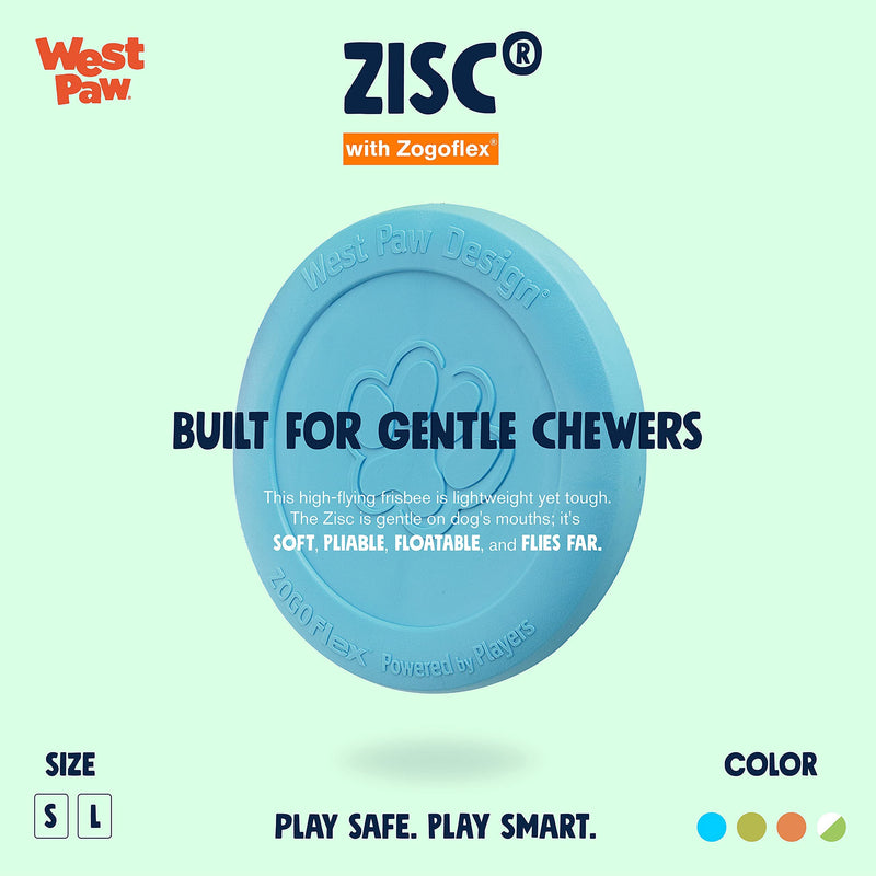 West Paw Zogoflex Zisc Dog Frisbee, High Flying Aerodynamic Disc for Dogs Puppy – Lightweight, Floatable Dog Frisbees for Fetch, Tug of War, Catch, Play – Doubles as Food/Water Bowl, Made in USA Small Aqua Blue - PawsPlanet Australia