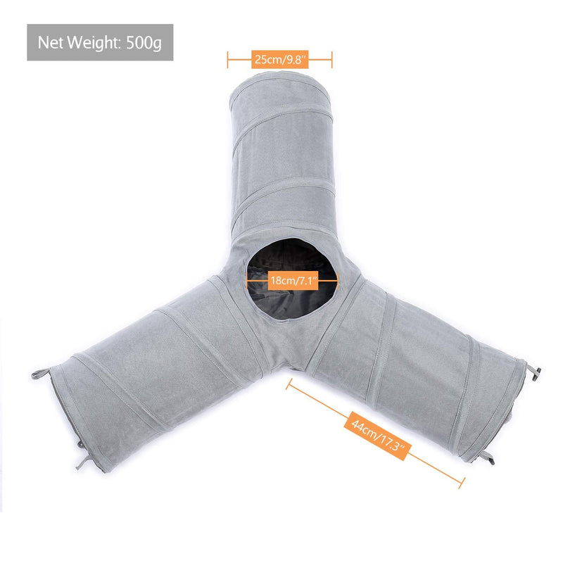 Ohana Beautiful Foldable Cat Tunnel Cat Toy with Ball Rustling Tunnel for Cats Puppies Rabbits or Small Animals Grey - PawsPlanet Australia