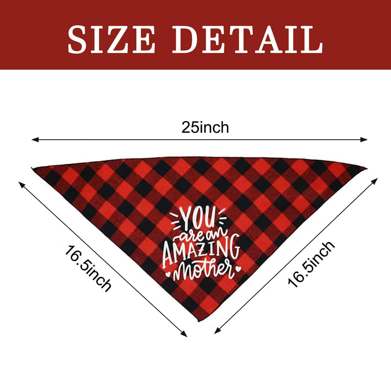 WANDIC Pet Decoration Scarf, 2 Pcs “I LOVE MOM” “YOU are an AMAZING mother” Triangle Pet Scarfs Collars, Classic Plaid Dog Bandana for Mother's Day Pet Dogs Cats Decoration - PawsPlanet Australia