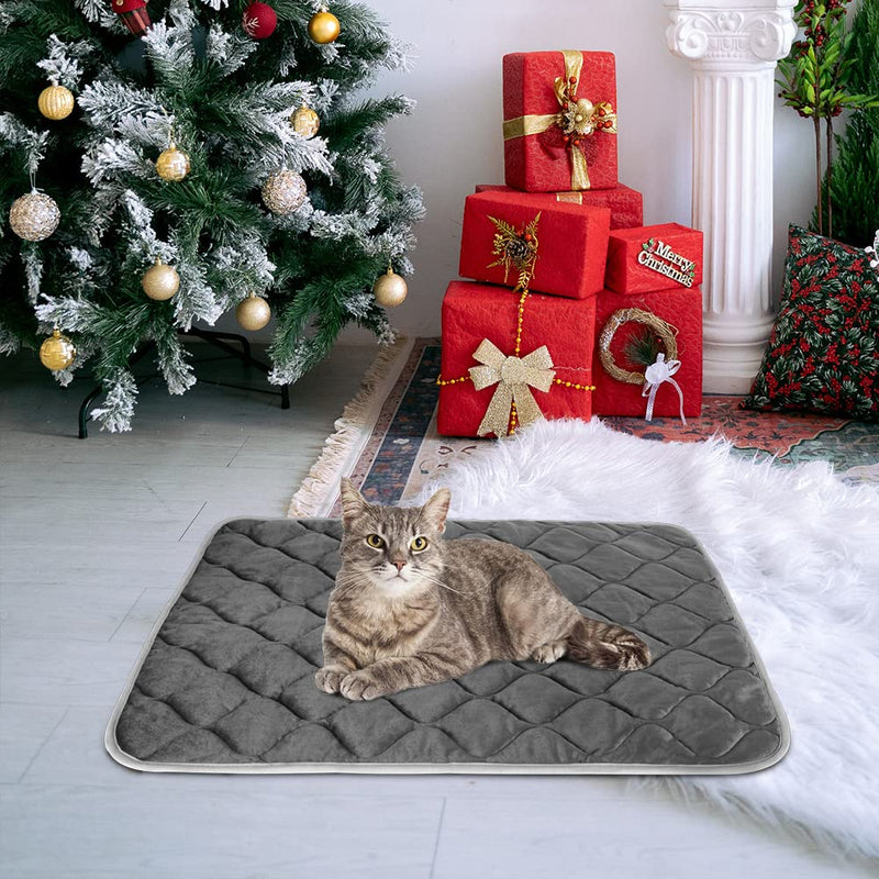 Self Heating Cat Mat Thermal Pet Bed Mat Self-Warming Pet Crate Pad - 50x40cm S 50x40cm Grey - PawsPlanet Australia