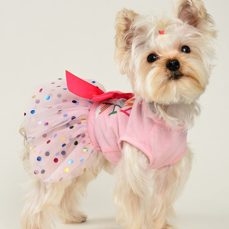 Dog Birthday Dresses, Summer Spring Girl Dog Clothes for Small Dogs, Pink Puppy Dress, Chihuahua Yorkie Dress Costume, Pet Clothing Dog Clothes Outfit Cat Apparel (Birthday, Medium) - PawsPlanet Australia