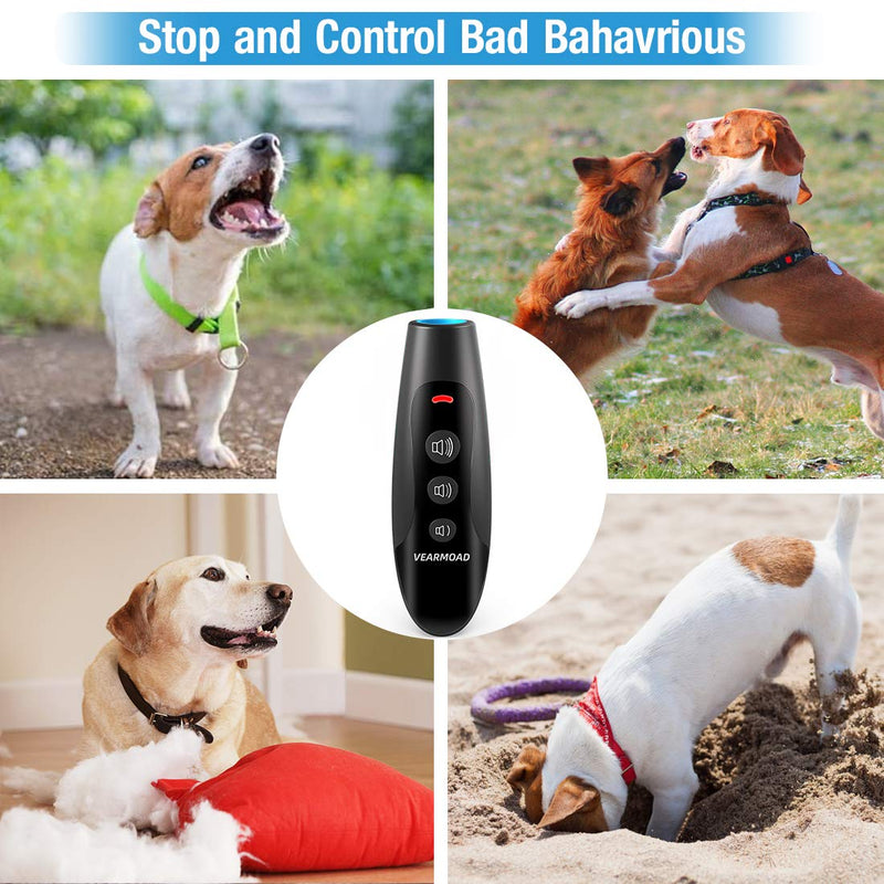 [Australia] - VEARMOAD Ultrasonic USB Rechargeable Dog Bark Control Deterrent Device, Portable 2 in 1 Dog Anti Barking Devices Dog Trainer of 16.5 Ft Control Distance, No Barking Device Outdoor Indoor 