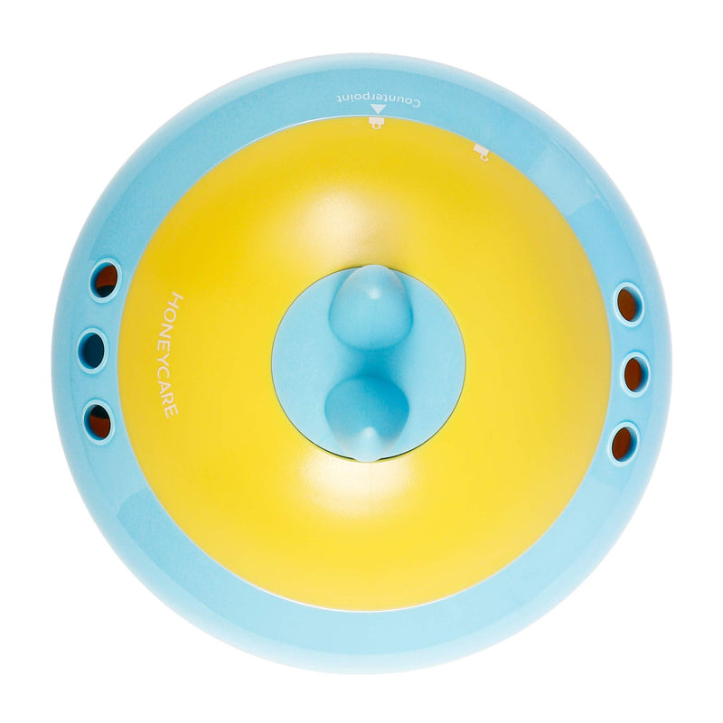 [Australia] - HONEY CARE Premium UFO Tumbler Toy, Food Dispenser Puzzle Slow Feeder Ball, Interactive Dog Disk Toy, Blue and Yellow (A50) 