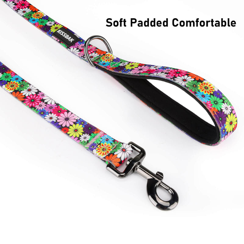 KISSBAK Dog Leash for Small-Medium-Large Dogs - Comfortable Padded Handles,Premium Floral Sunflower Dog Training Leash,Walking Lead for Dogs (Floral, Large (1 Inch x 6 Feet)) Large (1 Inch x 6 Feet) - PawsPlanet Australia