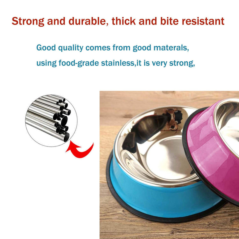 2 Stainless Steel cat bowl, colorful cat food bowl With Non-slip Rubber Bases, Puppies and Cats Feeder Bowls And Water Bowls (blue/pink) blue/pink - PawsPlanet Australia