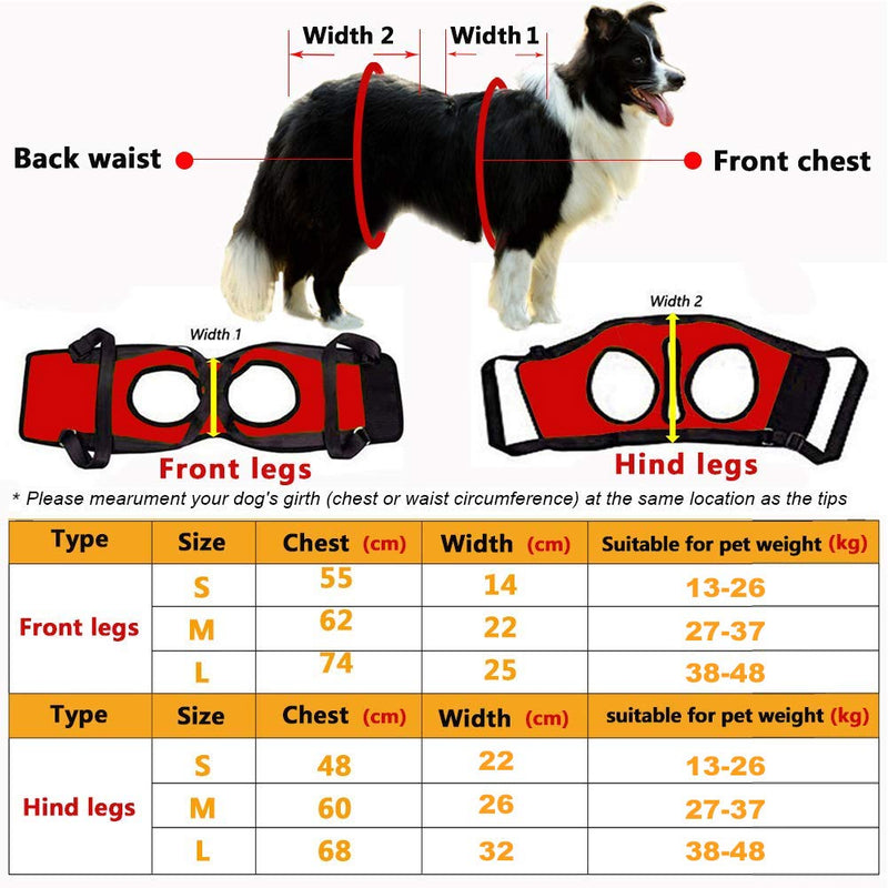 Dog Lift Harness Front Rear Leg Dog Lift Support Sling Back Legs Hip Support Harness Walking Aid for Senior Injured Disabled Joint Injuries Dogs Walk (Rear Leg S) Rear Leg S - PawsPlanet Australia