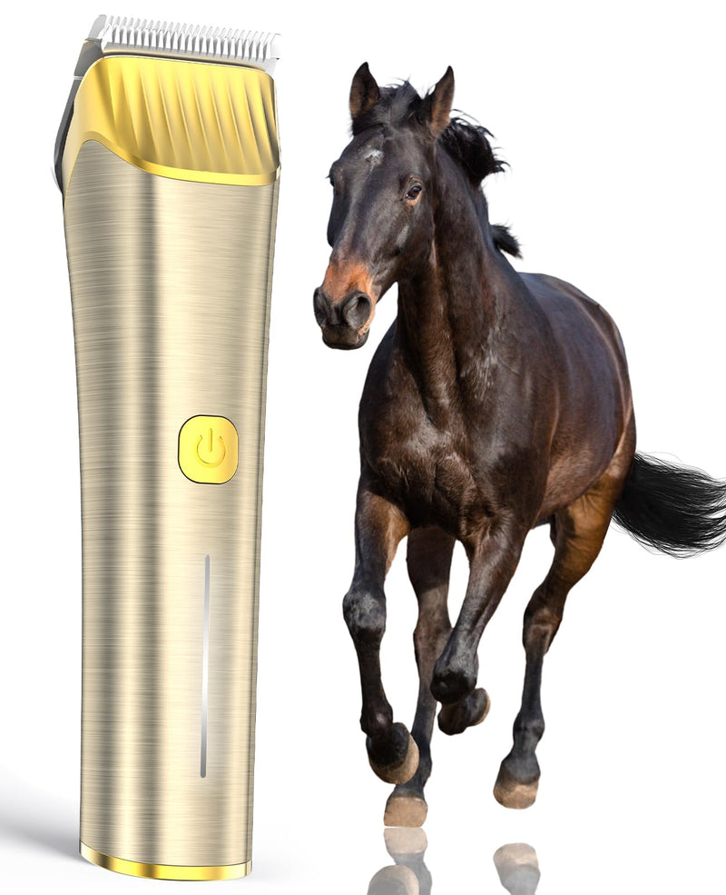 oneisall Horse Clipper for Thick and Matted Hair, Wireless Horse Clipper Long Hair Horse Razor Horse Trimmer with 2 Speeds Gold - PawsPlanet Australia