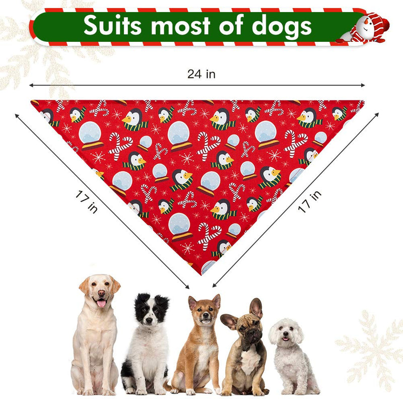 [Australia] - PUPTECK Christmas Dog Bandanas - Soft 4pcs Pet Triangle Bibs Scarf, Pet Accessories Handkerchief for Dog Cat with Penguin Santa Claus Christmas Pattern 2 Green & 2 Red 