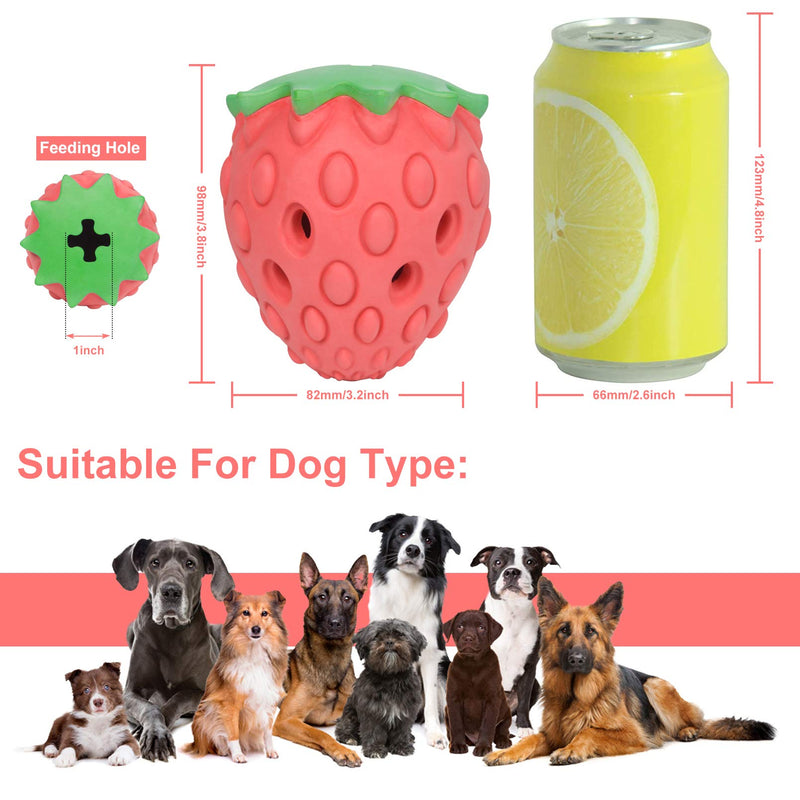 Dog Chew Toy Dog Treat Dispenser with Strawberry Scent, Puppy Teething Toy Dog Teeth Cleaning Rubber Chew Toy Indestructible for Large Medium Small Puppy - PawsPlanet Australia