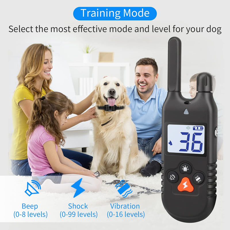 Ropetty Dog Training Collar, IP67 Waterproof Rechargeable Collars for Large Medium Small Dogs with 3 Training Modes, Beep, Vibration and Shock Adjustable, 1000 Feet Range Remote, Safe and Humane Training Collar-New Black - PawsPlanet Australia