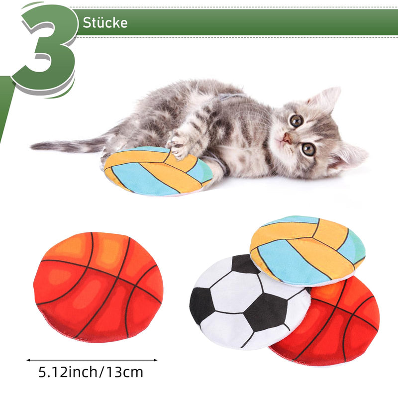 FYNIGO cat toy self-occupation catnip toy, interactive flying disc cat toy with catnip and Mylar crackling sound, kitten chew toy catnip cushion (3 pieces) striped - PawsPlanet Australia