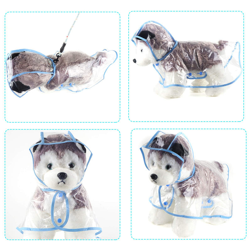 QuTZ Dog Raincoat Rain Jacket Poncho Hoodie Rainwear for Small and Medium Puppies Transparent EVA Lightweight Durable and Fashion Design 2pcs While and Blue (X-Small) X-Small - PawsPlanet Australia