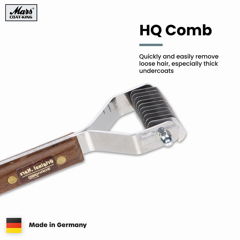 Mars Coat King Dematting Undercoat Grooming Rake Stripper Tool for Dogs and Cats, Stainless Steel with Wooden Handle, Made in Germany 10-Blade Original - PawsPlanet Australia