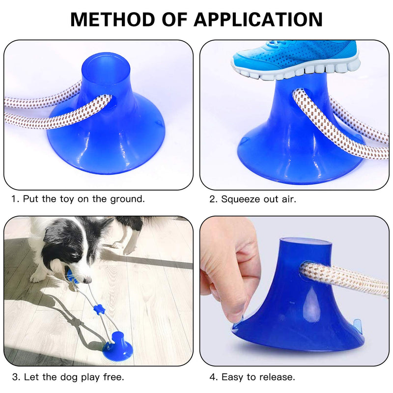 Suction Cup Dog Toy, Aggressive Chew Pet Toys Dog Toy for Small/ Large Dogs Tug of War Toy for Chewing/Teeth Cleaning with Replacement Rope BLUE - PawsPlanet Australia