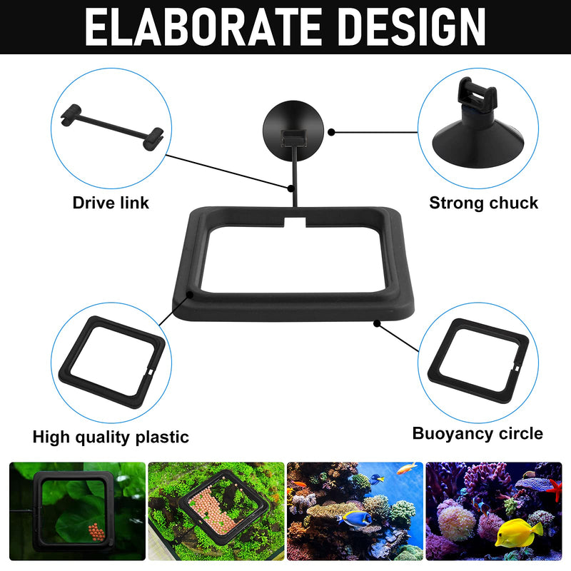 Molain Fish Feeding Ring, 2 Pieces Fish Feeder Aquarium Fish Turtle Tank Accessories Food Feeder Circle For Guppy, Bettas, goldfish, Turtle (Black) Black - PawsPlanet Australia