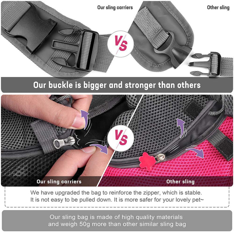 [Australia] - YUDODO Pet Dog Sling Carrier Breathable Mesh Travel Safe Sling Bag Carrier for Dogs Cats S(up to 5 lbs) Black reflective 