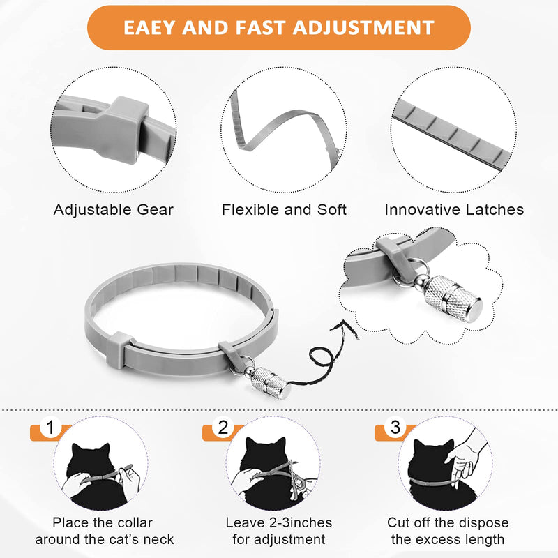 5 Set Cat Collar Adjustable Waterproof Cat Collars Reduce itching Cat Collars with 5 Pet ID Pendants Grey - PawsPlanet Australia