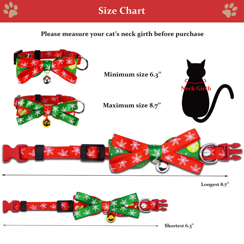 [Australia] - Fayoo Christmas Cat Breakaway Collar Pet Bow Tie with Bell Kitty Kittens Safety Buckle Nylon Collar, Accessory Gift for Cats 2 Pack Christmas 2P 