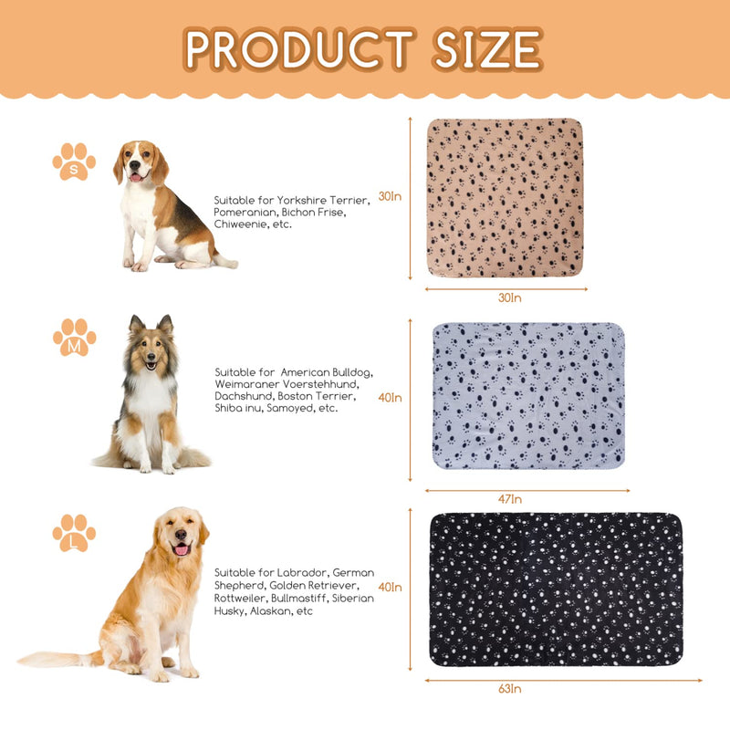 3 Pack Puppy Blanket, Nobleza Super Soft Dog Blanket with Cute Paw Prints Washable Premium Warm Dog Blankets for Small Dogs Kitten and Other Small Animals, 30" × 30" 30*30 in - PawsPlanet Australia