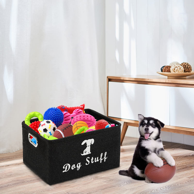 Morezi Felt Pet Toy and Accessory Storage Bin, Basket Chest Organizer - Perfect for Organizing Pet Toys, Blankets, Leashes and Food - Dark Grey Dog Dark Crey - PawsPlanet Australia