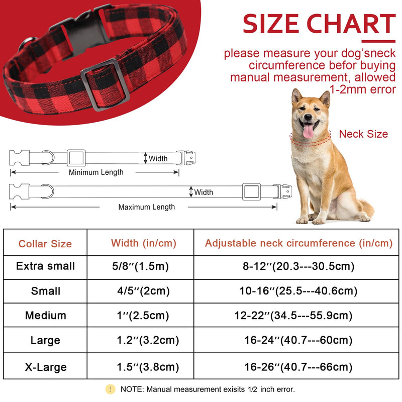 Unique style paws Dog Collar Pet Gift Adjustable Soft and Comfortable Plaid Collars for Small Medium Large Dogs M Red Plaid - PawsPlanet Australia