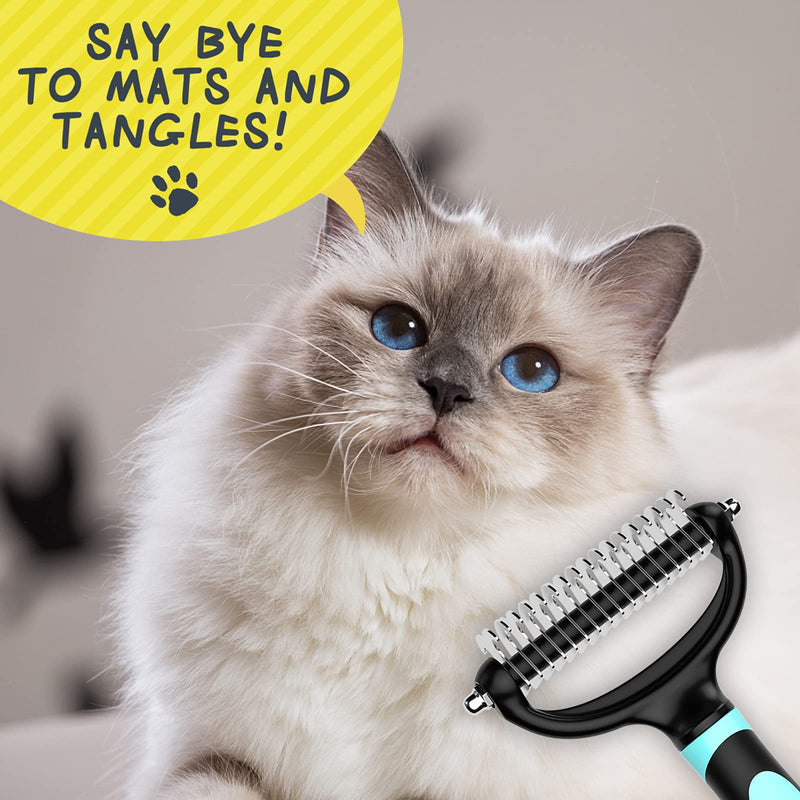 Bonve Pet dog brush, undercoat brush, de-matting curry comb for dogs and cats with medium to long hair - undercoat brush against matting and undercoat (blue) blue - PawsPlanet Australia