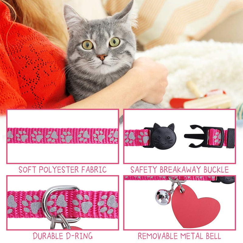 Breakaway Cat Collar with ID Tags Personalized - 3 Packs Reflective Pattern Collars with Wooden Handwriting Name Tags Adjustable Safety Collars for Kitty Puppy Small Pets - PawsPlanet Australia