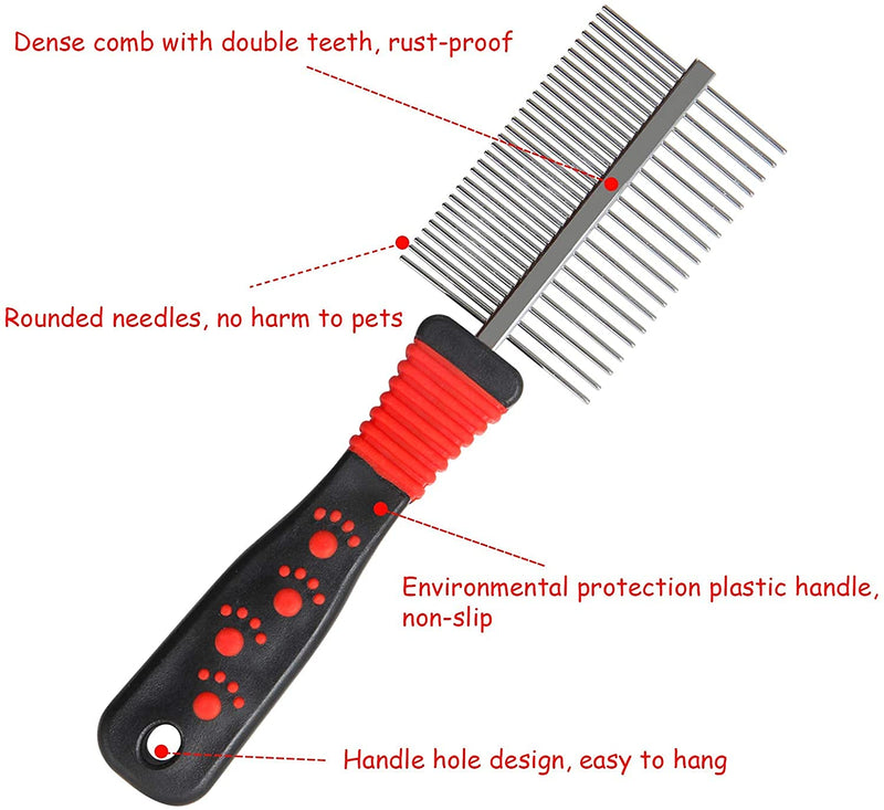 2 Pieces Undercoat Rake Combs Pet Dematting Fur Rake Dog Combs 2 Sided Undercoat Rake for Pets Dematting Tool for Dogs Stainless Steel Teeth Comb - PawsPlanet Australia