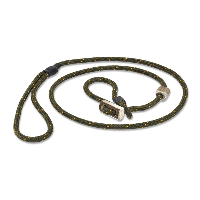 Romney's dog leash with collar 6mm | Moxon leash, retriever leash, agility leash | With draft limiter, draft stop made of deer horn (olive/green, 100 cm) green - PawsPlanet Australia