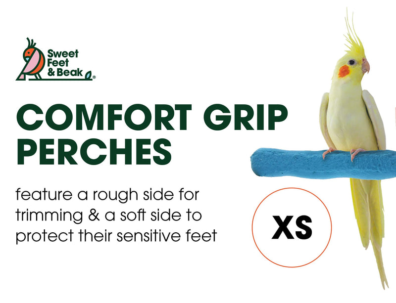 Sweet Feet and Beak Comfort Grip Safety Perch for Bird Cages - Patented Pumice Perch for Birds to Keep Nails and Beaks in Top Condition - Safe Easy to Install Bird Cage Accessories X-Small 4.5" Blue - PawsPlanet Australia