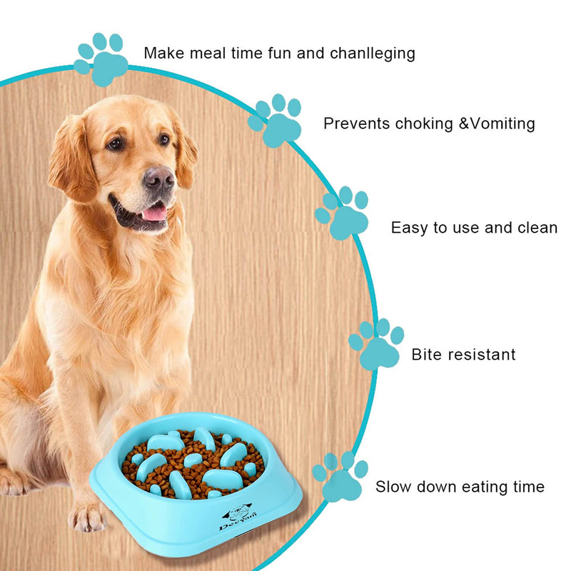 Decyam Slow Feeder Dog Bowl Slow Eating Dog Bowl Pet Puppy Fun Puzzle Feeder Non Skid Bloat Stop Feeding Bowl blue 1 - PawsPlanet Australia