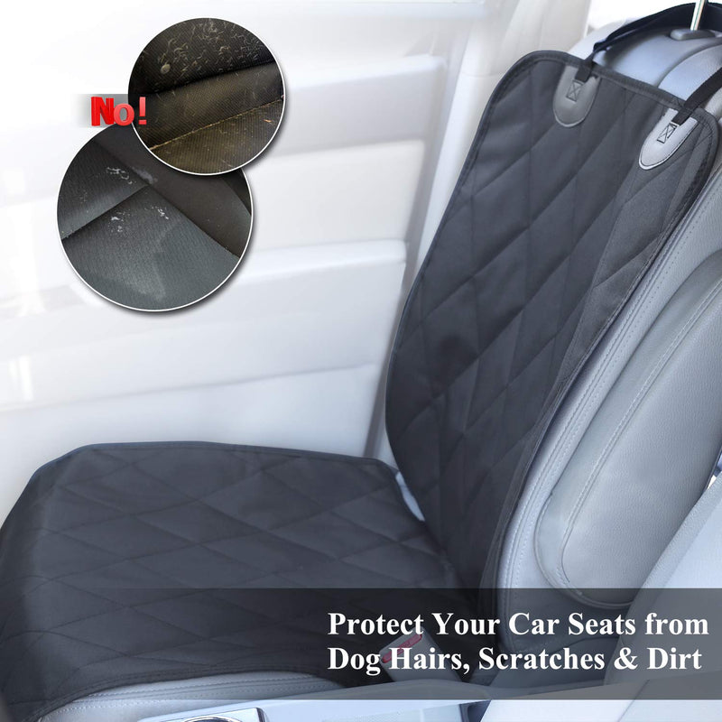 VIVAGLORY Dog Front Seat Cover with No-Skirt Design, 4 Layers Quilted & Durable 600D Oxford Seat Protector Against Fur & Dirt,Dog Car Seat Cover with Anti-Slip Backing for Most Cars, SUVs & MPVs,Black Standard (width 20") Black - PawsPlanet Australia