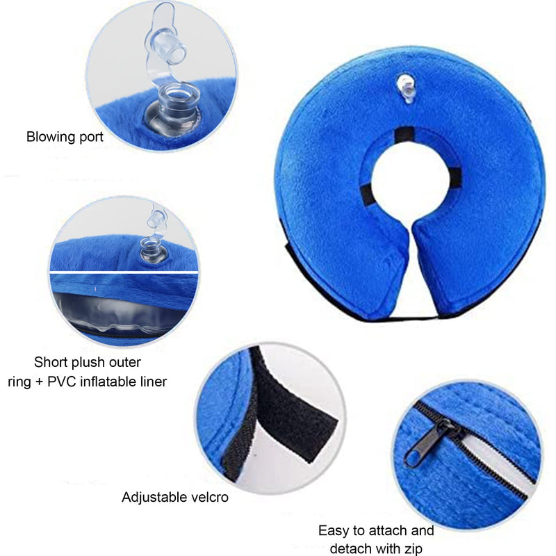 BERYCH Inflatable Protective Collar for Pets, Adjustable Pet Collar Bite Proof Collar, Suitable for Recovery from Surgery or Wounds (blue, M Fits Neck Circumference 9.8 -14.2 inch) - PawsPlanet Australia