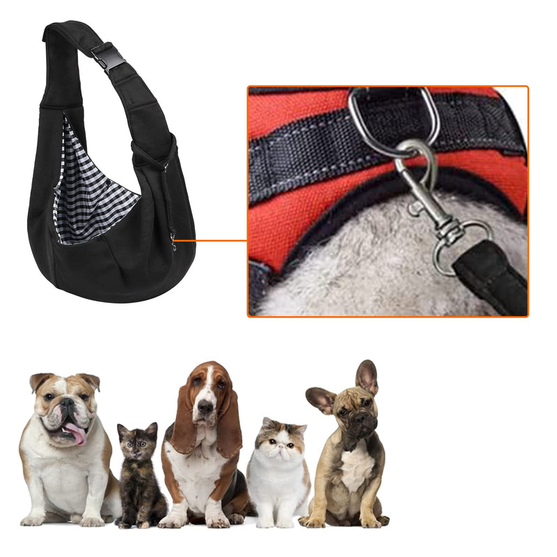 Pet Sling Carrier, Hand Free Pet Carrier, Dog Sling with Adjustable Shoulder Strap for Small Medium Cat Dog (Black) Black - PawsPlanet Australia