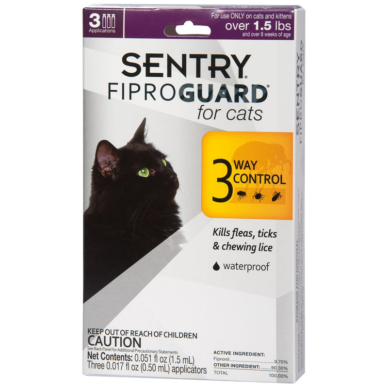 [Australia] - Sentry Fiproguard Flea and Tick Topical for Cats, 1.5 lbs and Over, 3 Month Supply 3 doses 