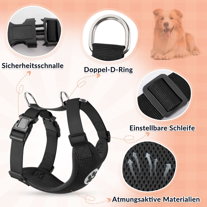 SlowTon Dog Harness for Dogs, No Pull Safety Harness Small Medium Dog Chest Harness Dog Harness Soft Padded Breathable S Dog Harness (Black) - PawsPlanet Australia