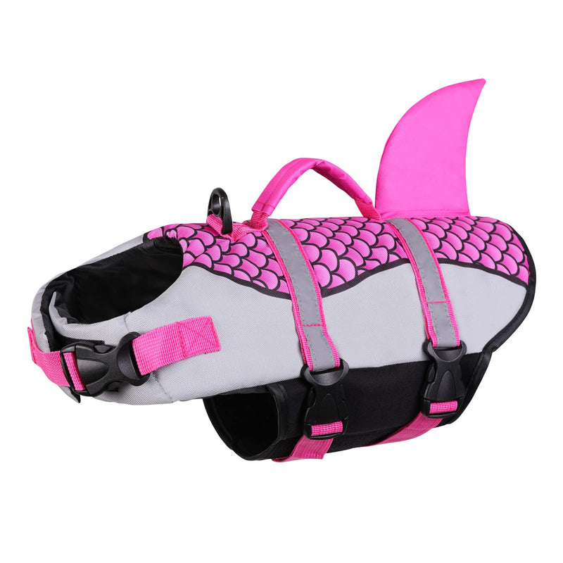 ASENKU Dog Life Jackets, Ripstop Pet Floatation Life Vest for Small, Medium, Large Size Dogs, Dog Lifesaver Preserver Swimsuit for Water Safety at The Pool, Beach, Swimming, Boating (XL,Pink Shark) X-Large Camo Pink - PawsPlanet Australia