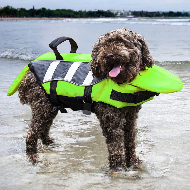 FOFRER Dog Life Vest with Rescue Handle and Adjustable Harness, Higher Buoyancy and Visibility not Easy Tear Safety Jacket for Swimming, Pools, Beaches, Boating (Small) Green Small - PawsPlanet Australia