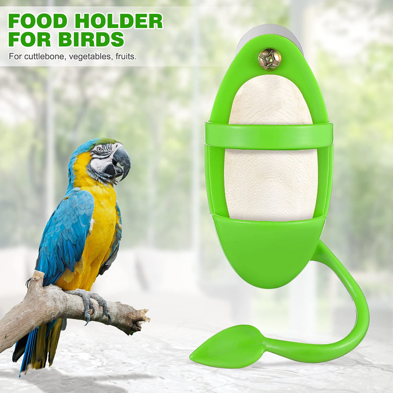 Balacoo 2pcs Bird Cuttlebone Holder with Perches Plastic Cuddle Bone Feeding Racks Parrot Cage Stands Accessories for Cockatiels Parakeets Budgies Finches Green - PawsPlanet Australia