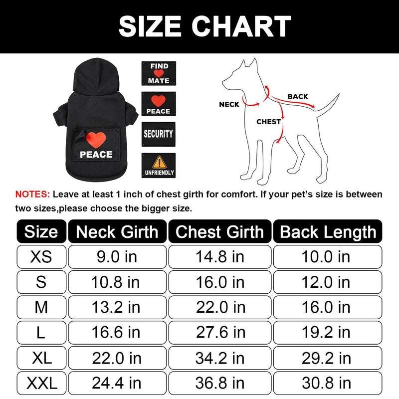 GreenJoy Magic Dog Hoodie with 4 Interchangeable Patterns - Dog Sweater Cold Weather Dog Coat Hooded Sweatshirt for Puppies,Cats, Small Medium Large Dogs (X-Large, Black (Letter Print A)) X-Large Black (Letter Print A) - PawsPlanet Australia